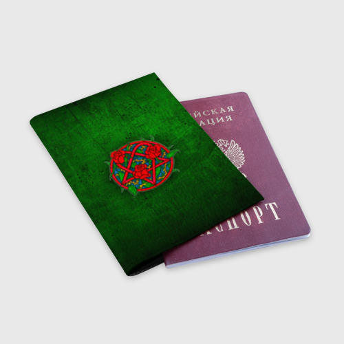 Обложка для паспорта матовая кожа HIM розы, цвет черный - фото 3