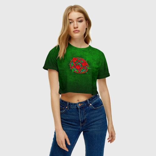 Женская футболка Crop-top 3D HIM розы, цвет 3D печать - фото 3
