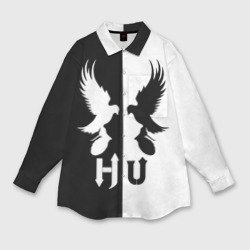 Мужская рубашка oversize 3D Черно-белый Hollywood Undead