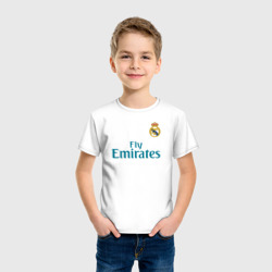 Футболка с принтом Криштиану Роналду Форма 2018 для ребенка, вид на модели спереди №2. Цвет основы: белый