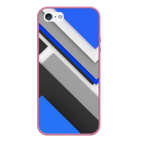 Чехол для iPhone 5/5S матовый Спортивная геометрия #7, цвет малиновый