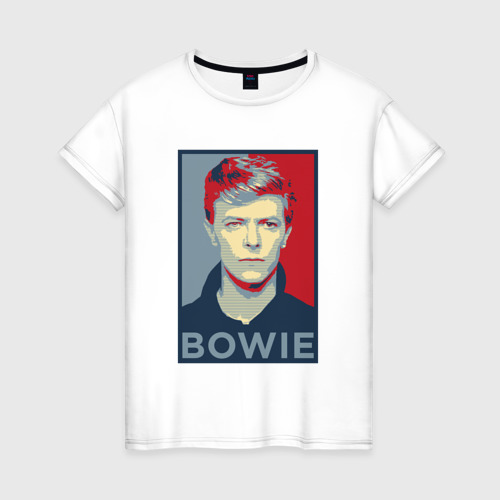 Женская футболка из хлопка с принтом David Bowie, вид спереди №1