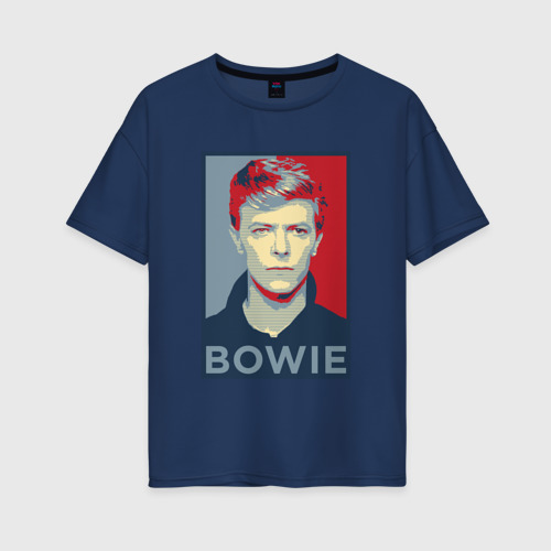 Женская футболка хлопок Oversize David Bowie, цвет темно-синий
