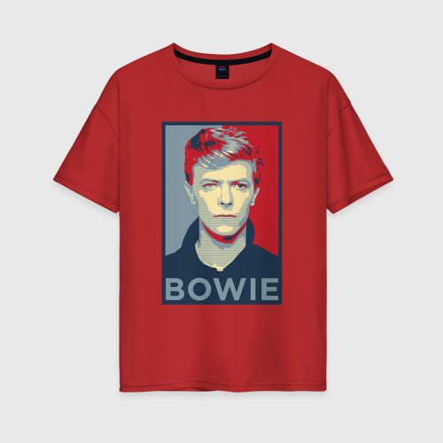 Женская футболка хлопок Oversize David Bowie, цвет красный