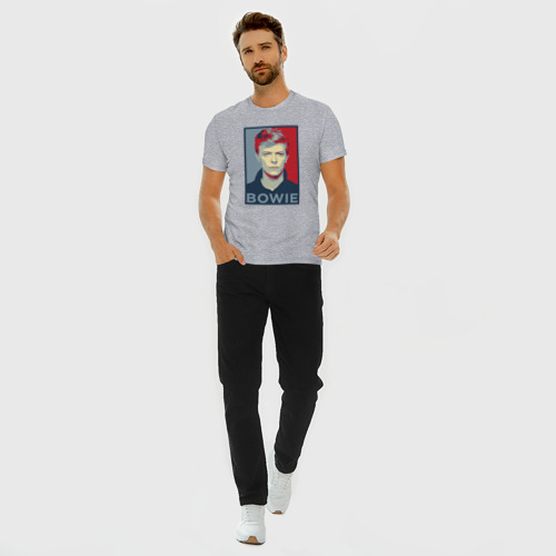 Мужская футболка хлопок Slim David Bowie, цвет меланж - фото 5