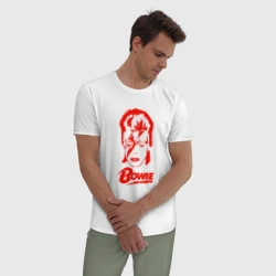 Мужская пижама с белой футболкой хлопок Дэвид Боуи - фото 2