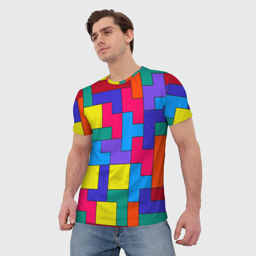Мужская футболка 3D Орнамент Тетрис, цвет 3D печать - фото 3