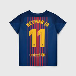 Футболка с принтом Неймар Форма Барселона 2018 для мужчины, вид сзади №1. Цвет основы: белый