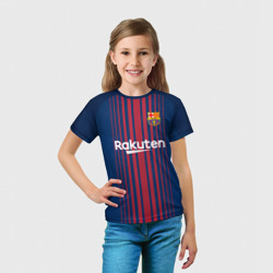 Футболка с принтом Неймар Форма Барселона 2018 для ребенка, вид на модели спереди №3. Цвет основы: белый