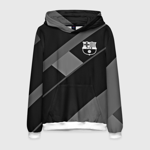 Мужская толстовка 3D FC Barcelona gray collection, цвет белый