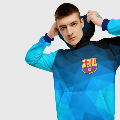 Мужская толстовка 3D FC Barcelona polygon 2018, цвет синий - фото 5