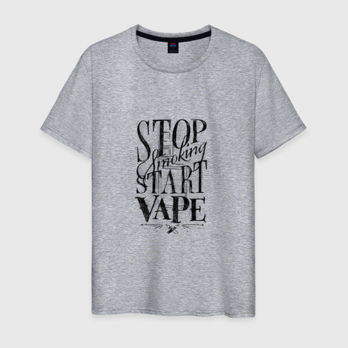 Мужская футболка хлопок Stop smoking, start vape, цвет меланж