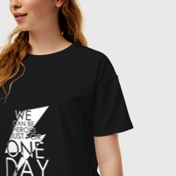 Женская футболка хлопок Oversize One day, David Bowie - фото 2