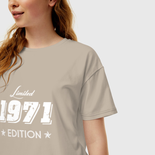 Женская футболка хлопок Oversize Limited edition 1971, цвет миндальный - фото 3