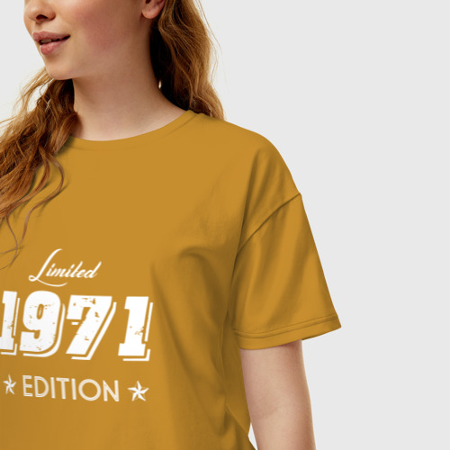 Женская футболка хлопок Oversize Limited edition 1971, цвет горчичный - фото 3