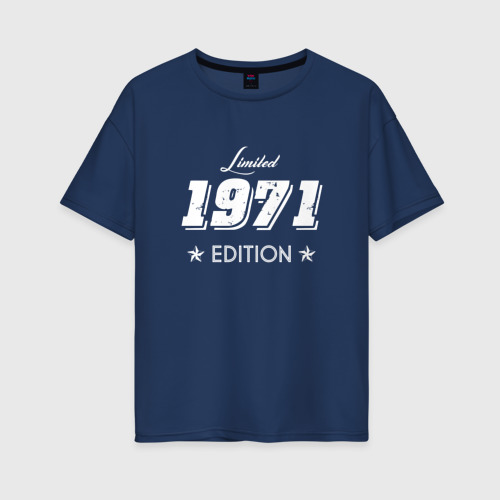 Женская футболка хлопок Oversize Limited edition 1971, цвет темно-синий