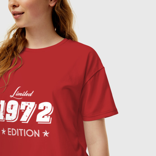 Женская футболка хлопок Oversize Limited edition 1972, цвет красный - фото 3