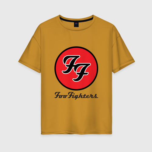 Женская футболка хлопок Oversize Foo Fighters, цвет горчичный