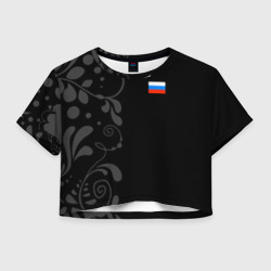 Женская футболка Crop-top 3D Russia - Black Collection