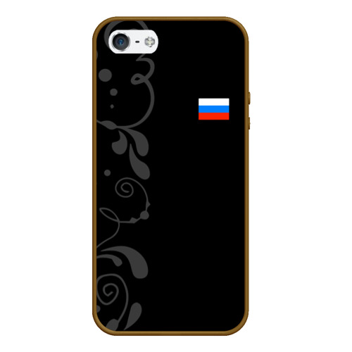 Чехол для iPhone 5/5S матовый Russia - Black Collection, цвет коричневый