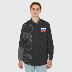 Мужская рубашка oversize 3D Russia - Black Collection - фото 2