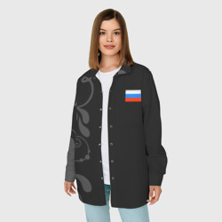 Женская рубашка oversize 3D Russia - Black Collection - фото 2