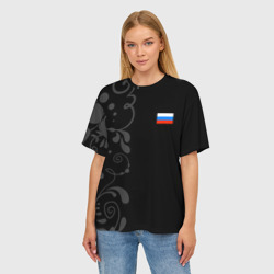 Женская футболка oversize 3D Russia - Black Collection - фото 2