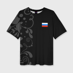 Женская футболка oversize 3D Russia - Black Collection