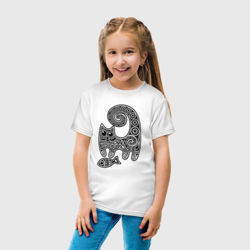 Детская футболка хлопок Кот3, цвет белый - фото 5