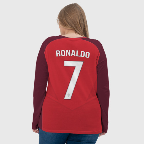 Женский лонгслив 3D с принтом Ronaldo 17-18, вид сзади #2