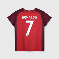 Футболка с принтом Ronaldo 17-18 для ребенка, вид сзади №1. Цвет основы: белый