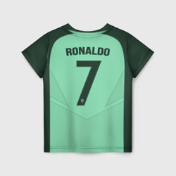 Футболка с принтом Ronaldo away 17-18 для ребенка, вид сзади №1. Цвет основы: белый
