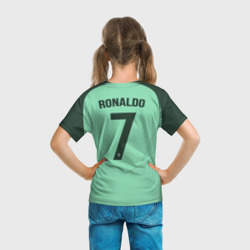 Футболка с принтом Ronaldo away 17-18 для ребенка, вид на модели сзади №3. Цвет основы: белый