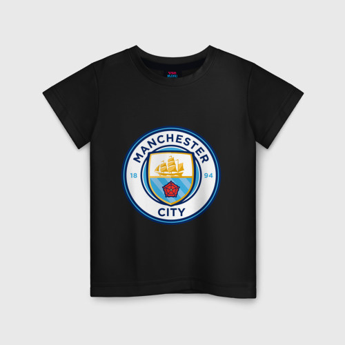 Детская футболка хлопок Manchester City, цвет черный
