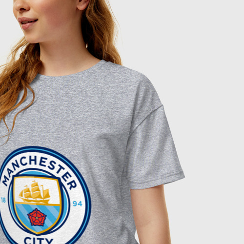 Женская футболка хлопок Oversize Manchester City, цвет меланж - фото 3