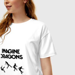 Футболка с принтом Imagine Dragons, прыжок для женщины, вид на модели спереди №2. Цвет основы: белый