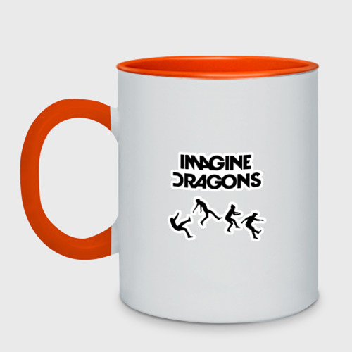 Кружка двухцветная Imagine Dragons, прыжок, цвет белый + оранжевый