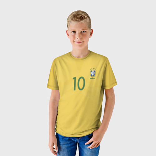 Детская футболка 3D Неймар Форма Домашняя 17-18, цвет 3D печать - фото 3