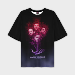 Мужская футболка oversize 3D Группа Imagine Dragons, дым