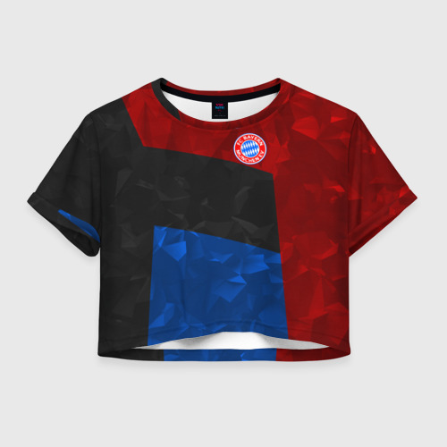 Женская футболка Crop-top 3D FC Bayern 2018 Abstract colors, цвет 3D печать