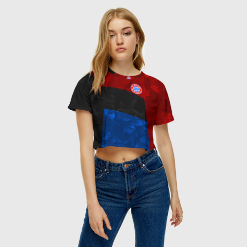 Женская футболка Crop-top 3D FC Bayern 2018 Abstract colors, цвет 3D печать - фото 3