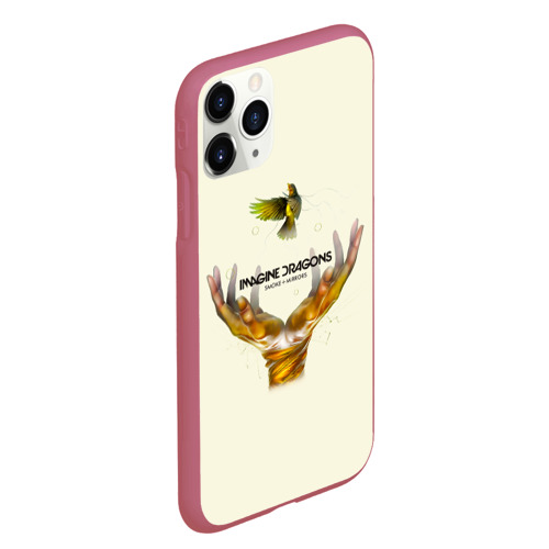 Чехол для iPhone 11 Pro Max матовый Руки с птичкой Imagine Dragons, цвет малиновый - фото 3