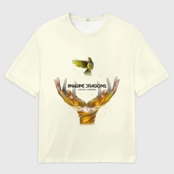 Мужская футболка oversize 3D Руки с птичкой Imagine Dragons