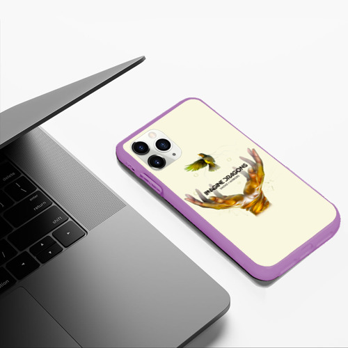 Чехол для iPhone 11 Pro Max матовый Руки с птичкой Imagine Dragons, цвет фиолетовый - фото 5