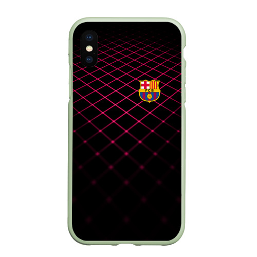 Чехол для iPhone XS Max матовый FC Barcelona 2018 Line, цвет салатовый