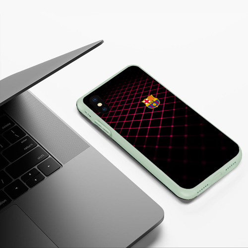 Чехол для iPhone XS Max матовый FC Barcelona 2018 Line, цвет салатовый - фото 5