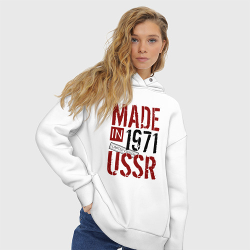 Женское худи Oversize хлопок Made in USSR 1971, цвет белый - фото 4