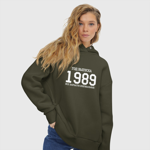 Женское худи Oversize хлопок Все запчасти оригинальные 1989, цвет хаки - фото 4