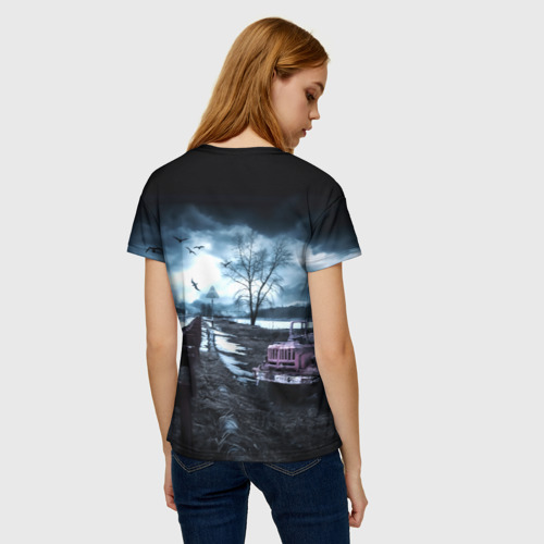Женская футболка 3D с принтом STALKER - САША, вид сзади #2