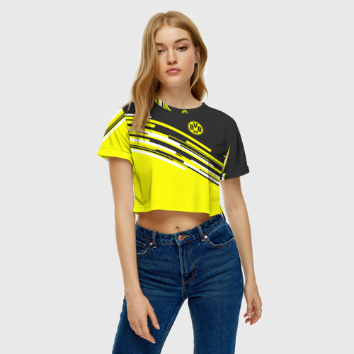 Женская футболка Crop-top 3D FC Borussia 2018 Sport, цвет 3D печать - фото 3